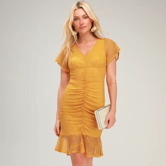 lulus mustard yellow dress